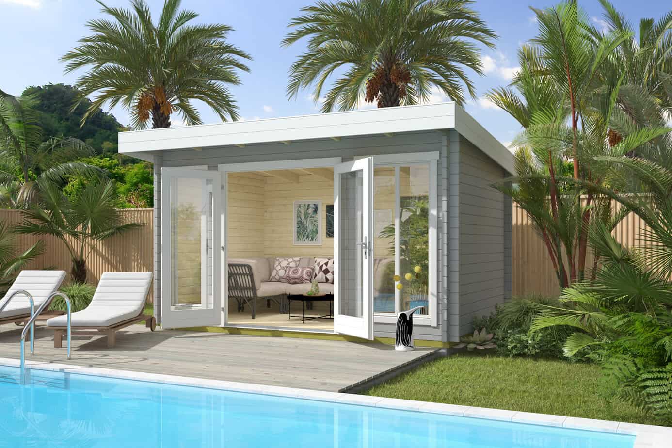 Cabin Life Pool House Timber Cabin Hero