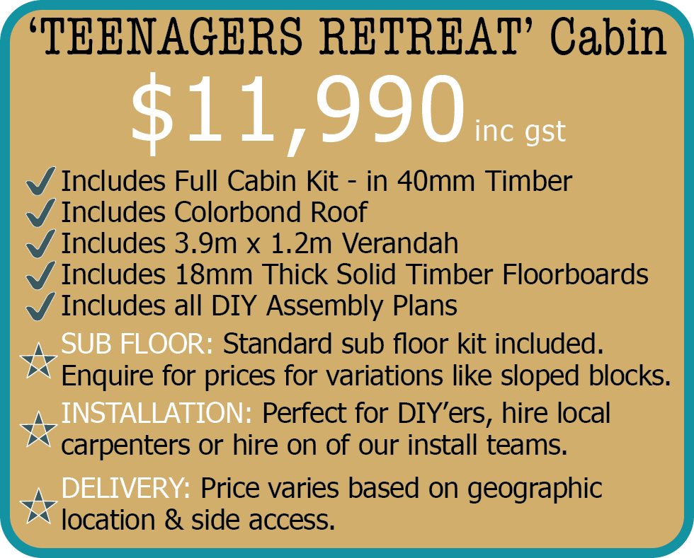 WO-Art-Studio-Website-Info-Box Teenagers Retreat Cabin Price